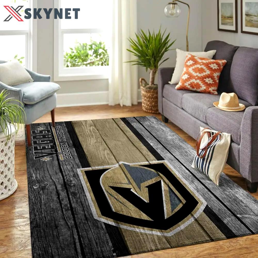Vegas golden knights nhl rugs wooden style living room regtangle carpet Rectangle Rug