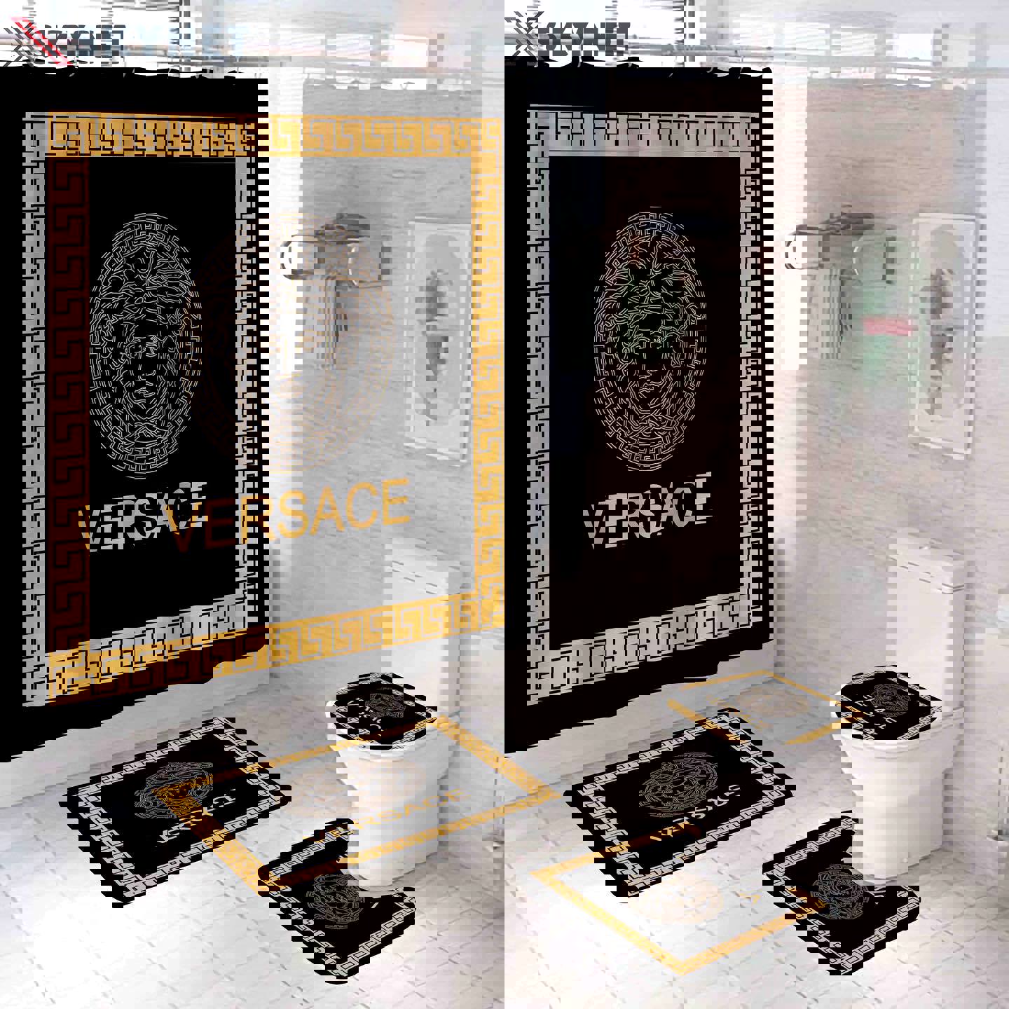 Versace bathroom set hypebeast luxury fashion brand bath mat home decor Bathroom Set