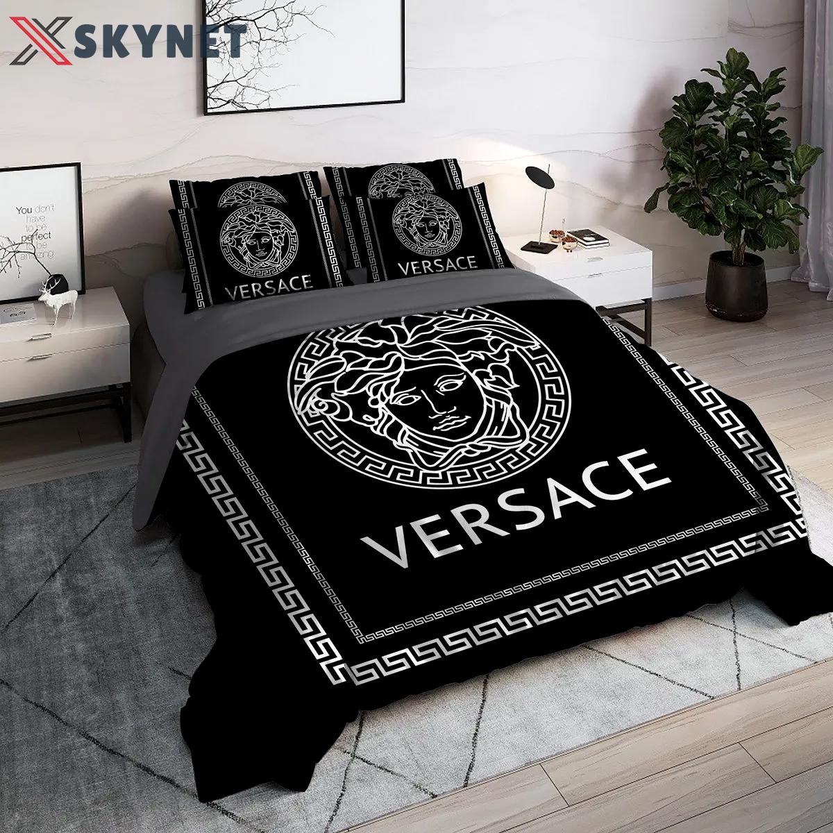 Versace black luxury brand bedding set for bedroom luxury bedspread duvet cover set with pillowcases home decoration Bedding Sets