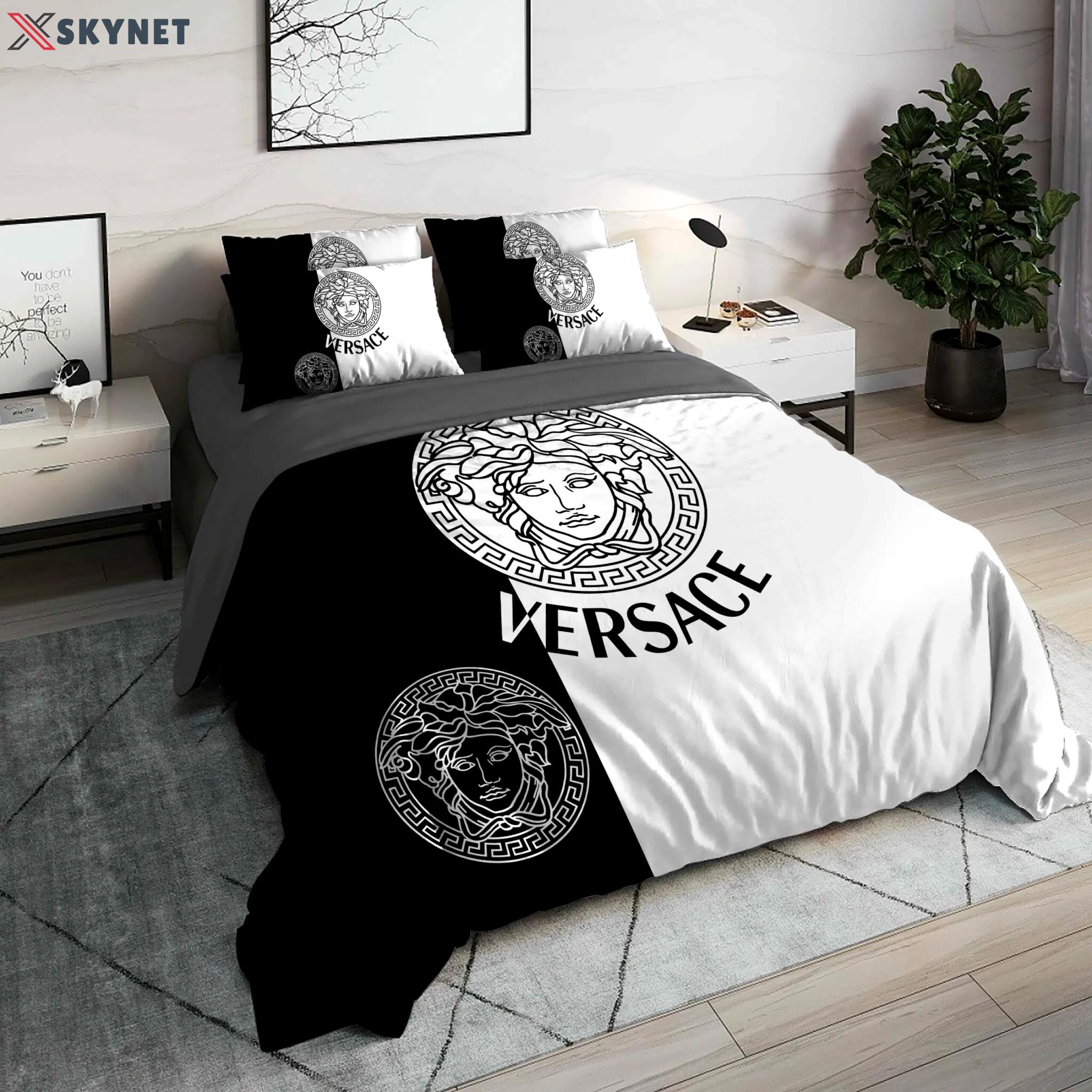 Versace black white luxury brand high end premium bedding set for bedroom luxury bedspread duvet cover set with pillowcases home decoration Bedding Sets