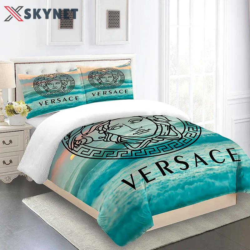 Versace blue sea luxury brand high end premium     Bedding Sets home decor blankets bedroom idea duvet covers bedclothes bedspread bed linen sheets