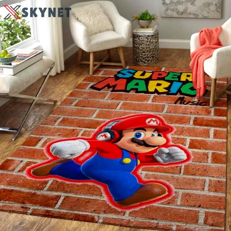 Video game fans mario area rug living room rug home decor gaming home decor Rectangle Rug