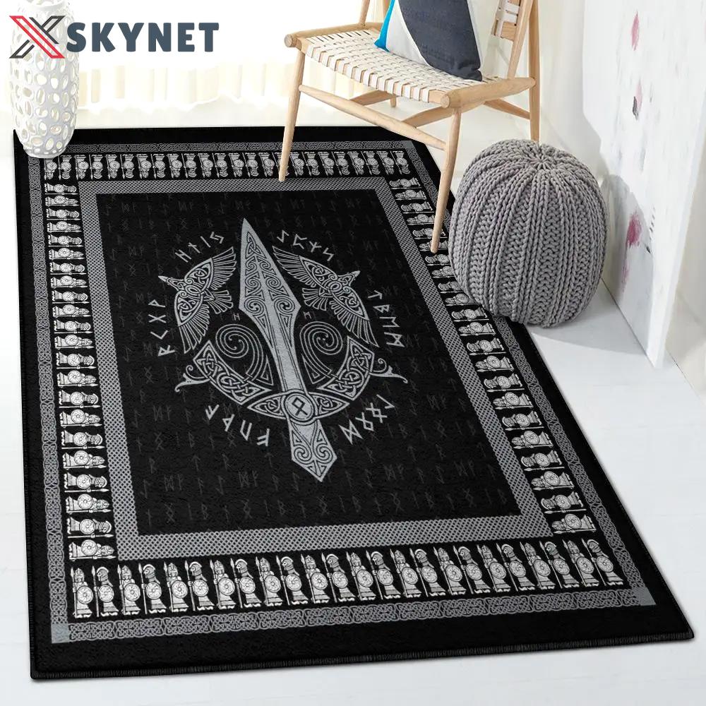 Viking living room rugs, huginn and muninn viking raven rug Rectangle Rug