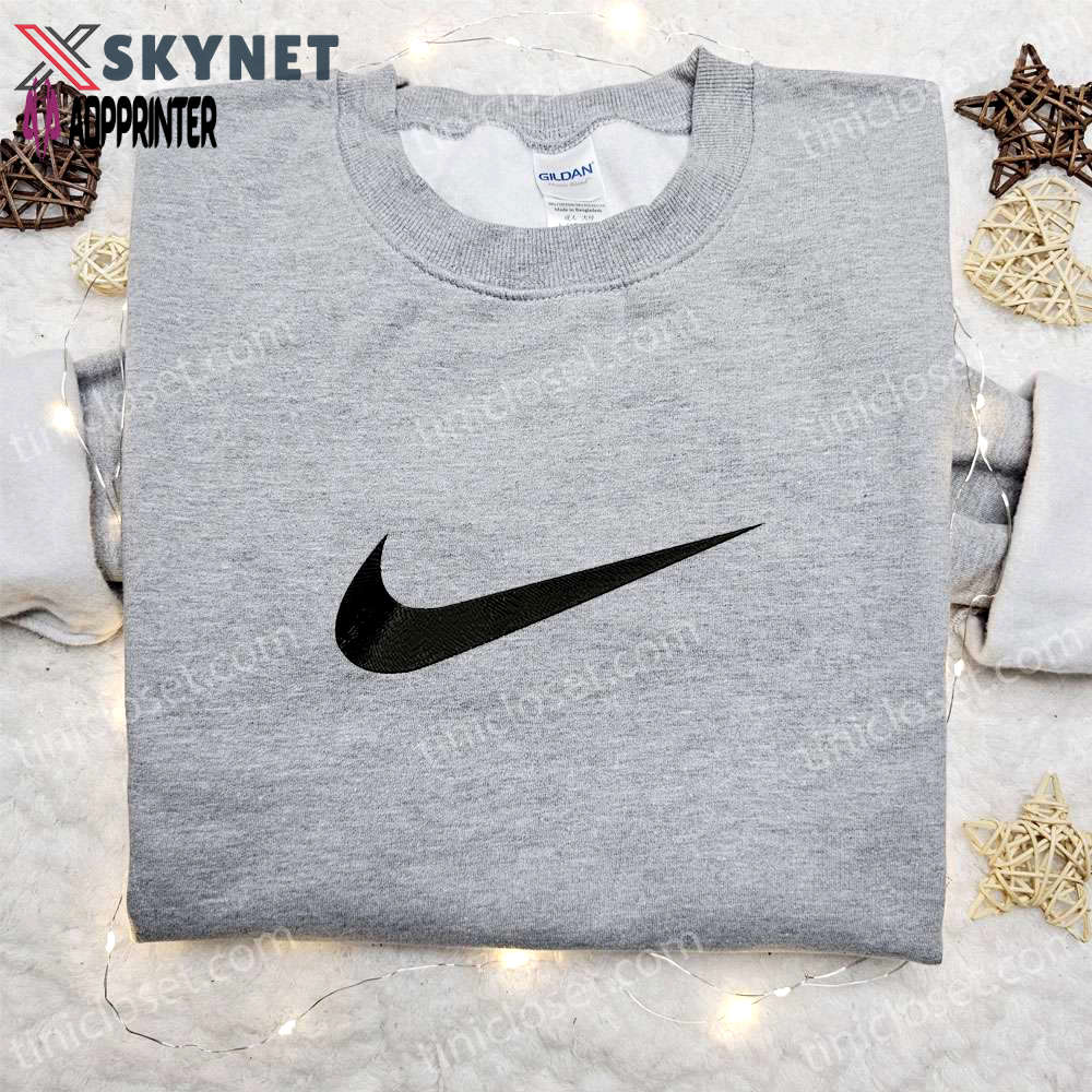 Vintage custom swoosh nike embroidered hoodie & shirt: best birthday gift ideas Embroidered Shirt