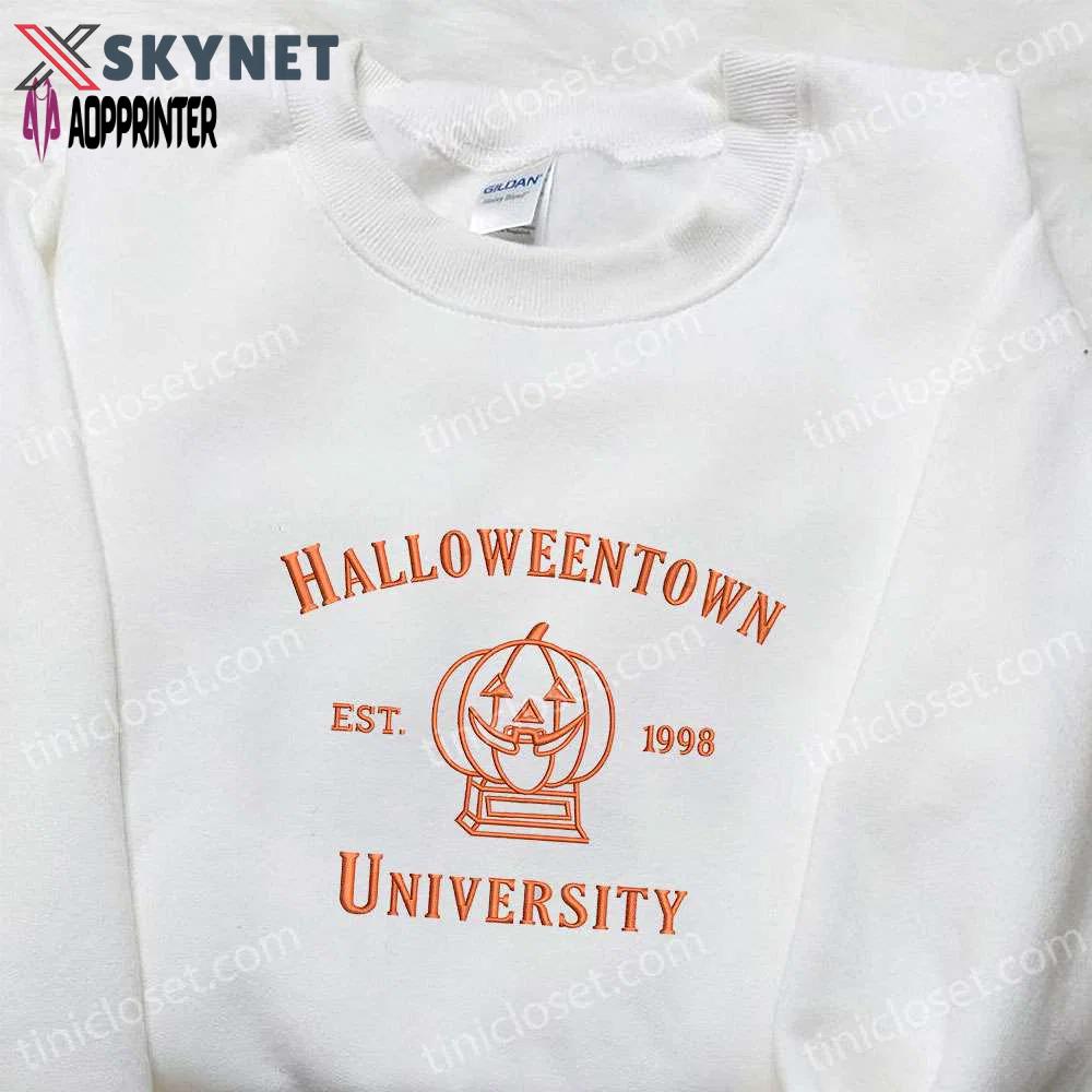 Vintage halloween town est 1998 embroidered shirt – best gift for halloween lovers Embroidered Shirt