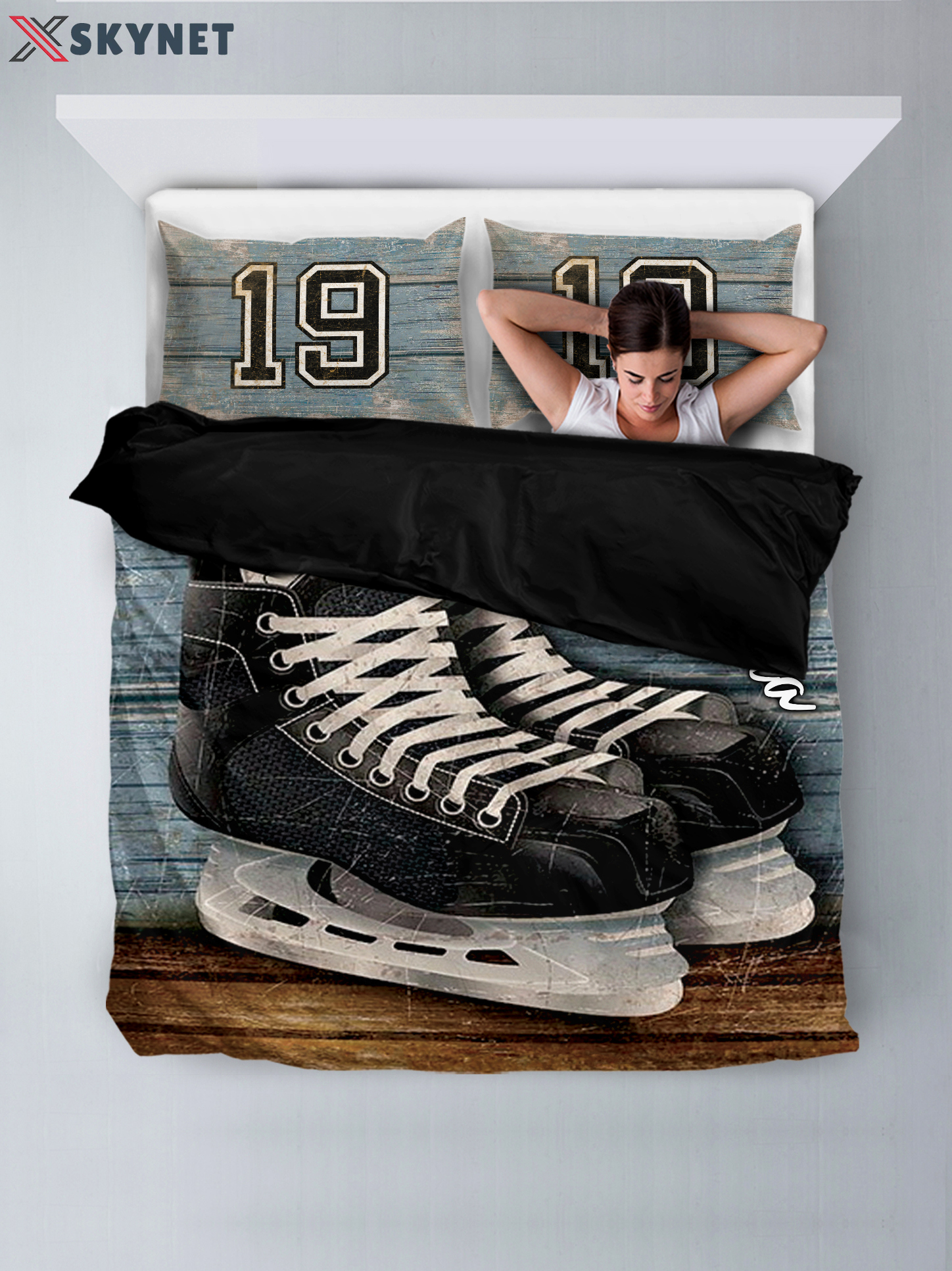 Vintage hockey skate bedding set Bedding Sets