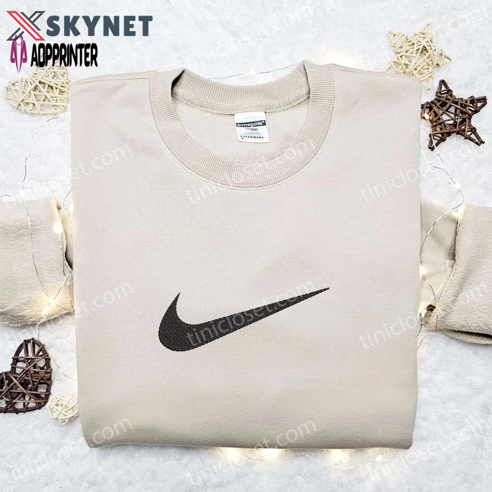 Vintage swoosh embroidered sweatshirt: nike inspired shirt perfect gift ideas for all occasions Embroidered Shirt