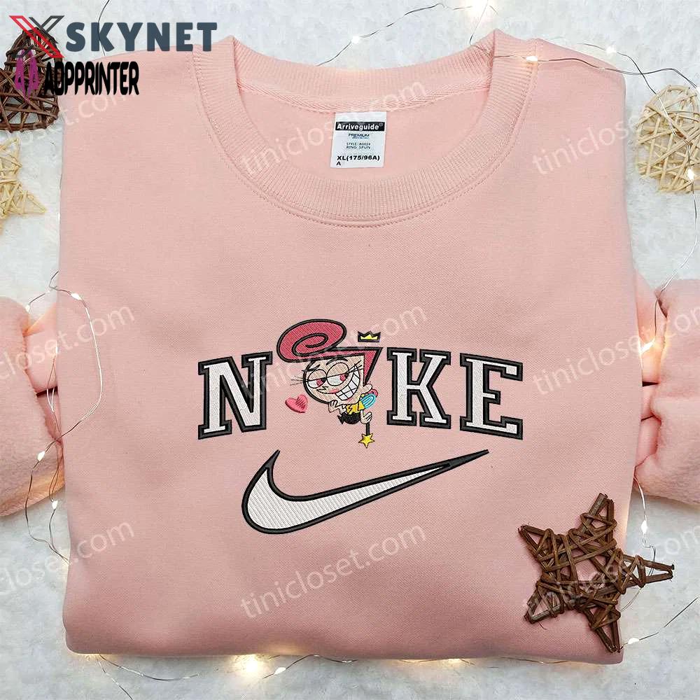Wanda fairywinkle x nike embroidered hoodie: the fairly oddparents & nike inspired shirt Embroidered Shirt
