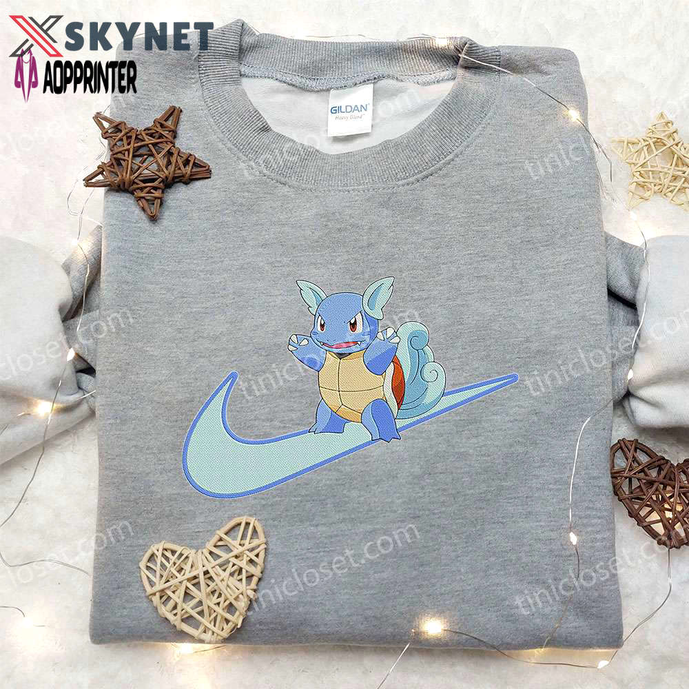 Wartortle x nike anime hoodie & embroidered shirts: pokemon & nike inspired apparel Embroidered Shirt