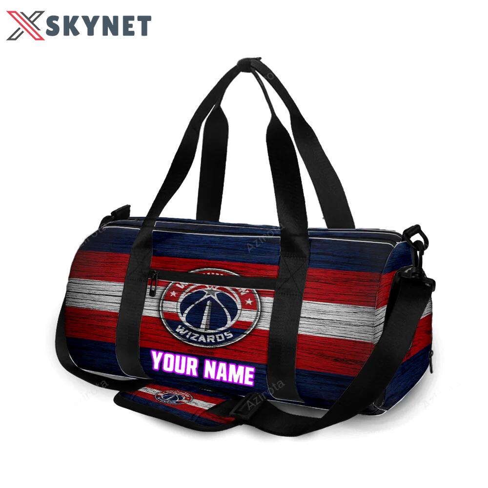 Washington wizards red white wood personalized name travel bag gym bag 2622 Travel Bag