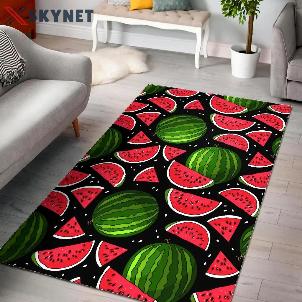 Watermelon piece black pattern print area rug living room rug home decor Rectangle Rug