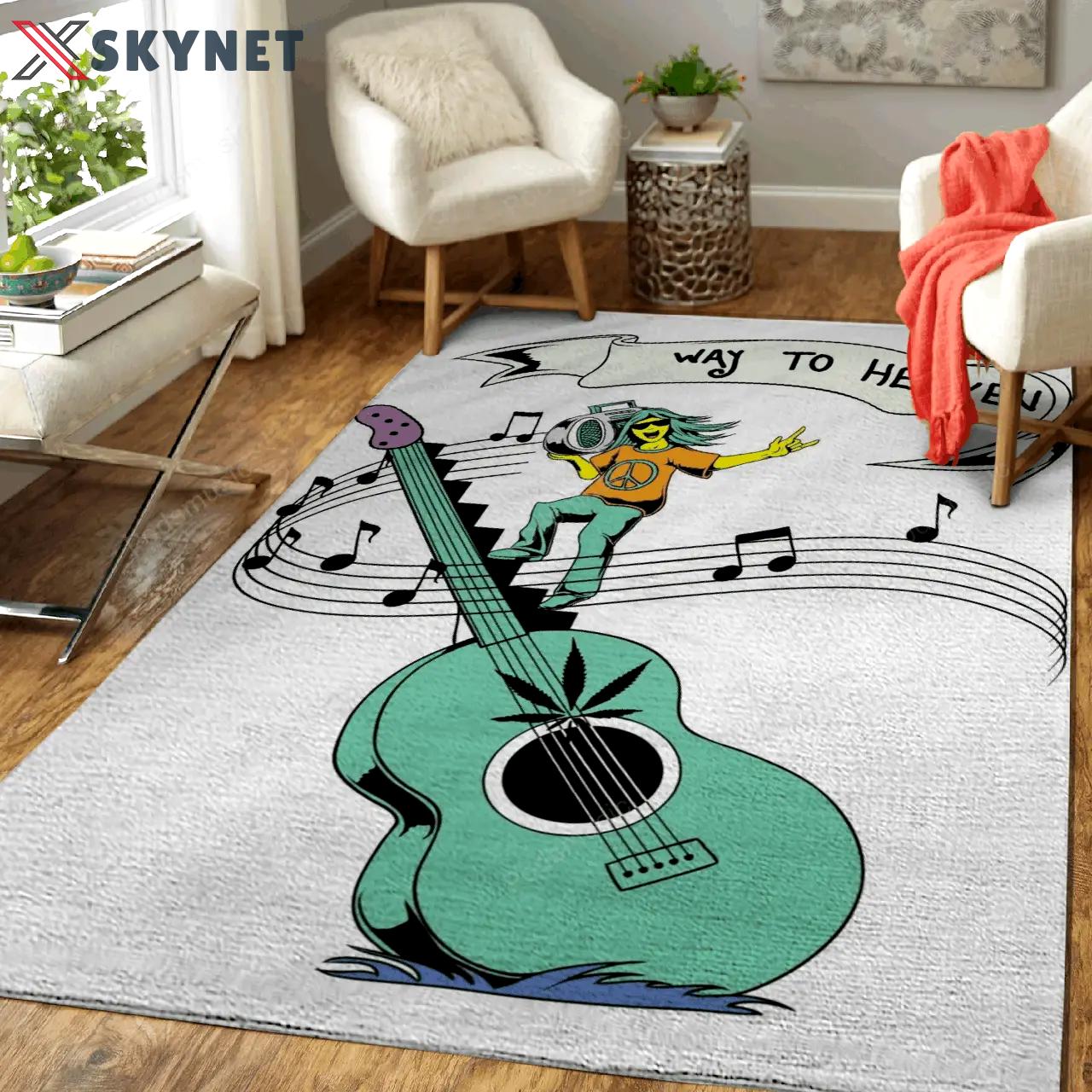 Way to heaven music guitar music art for fans area rug living room carpet rug regtangle carpet floor decor home decor Rectangle Rug