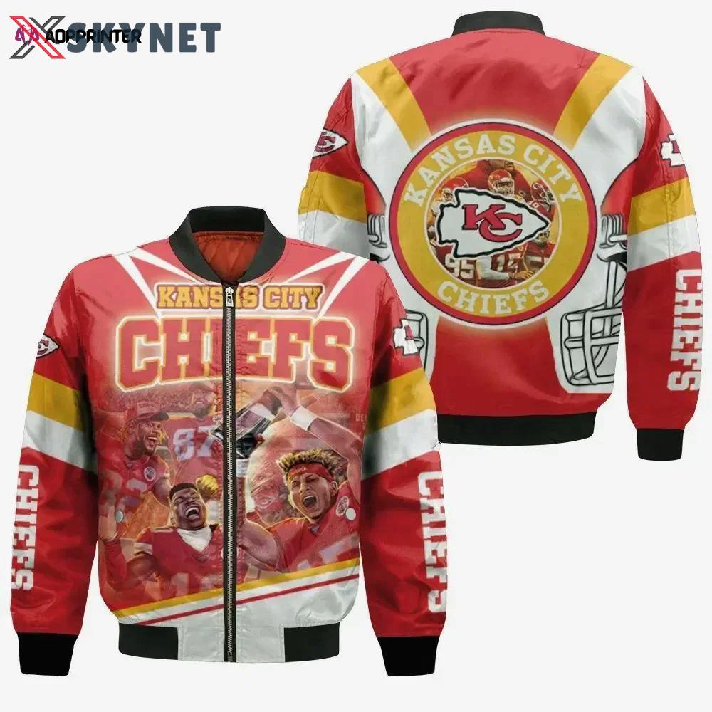 West division kansas city chiefs pattern bomber jacket – red and yellow Bomber Jacket