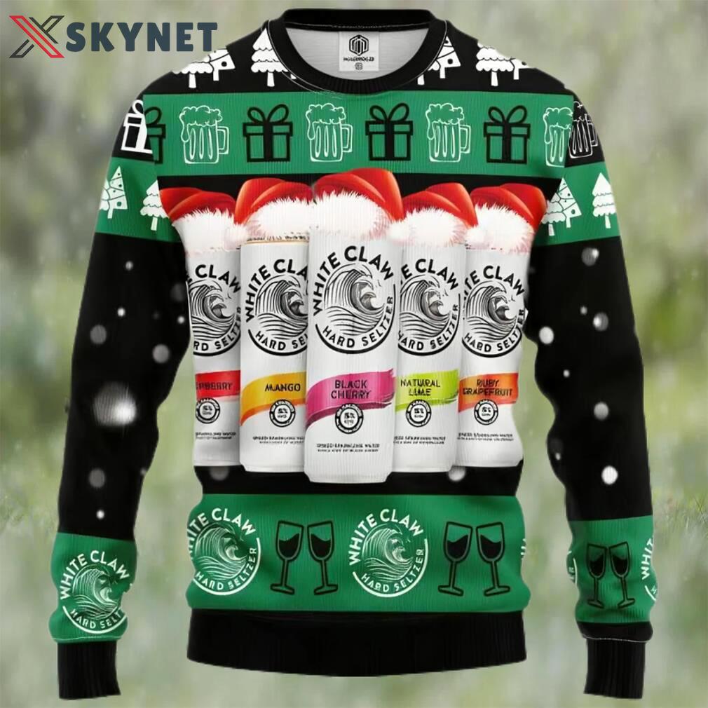 White claw beer ugly christmas sweater, faux wool sweater, gifts for beer lovers, international beer day, best christmas gifts for 2022 ? prinvity Christmas Ugly Sweater