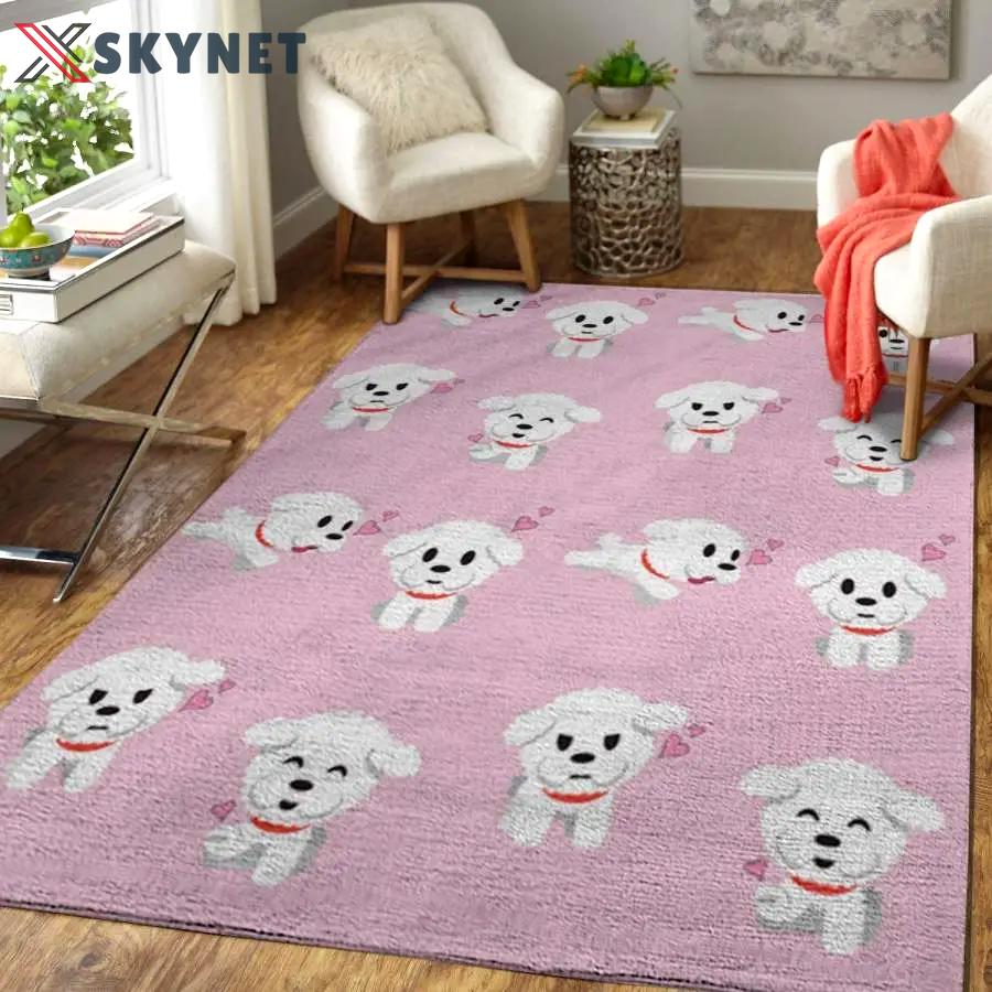 White puppy dog animal rug nice gift area rug living room rug home decor Rectangle Rug