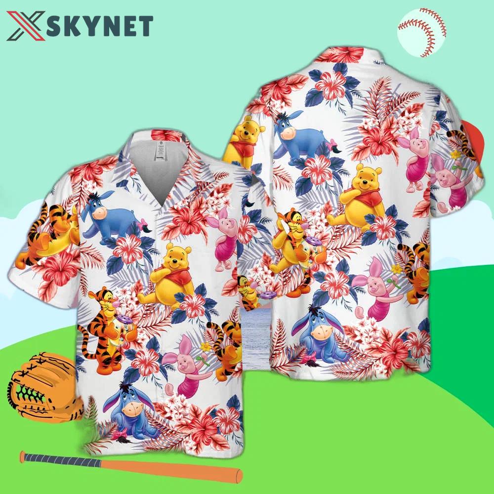 Winnie the pooh hawaiian tee: 4th of july family vacation shirt for summer  aloha style Hawaii Shirt