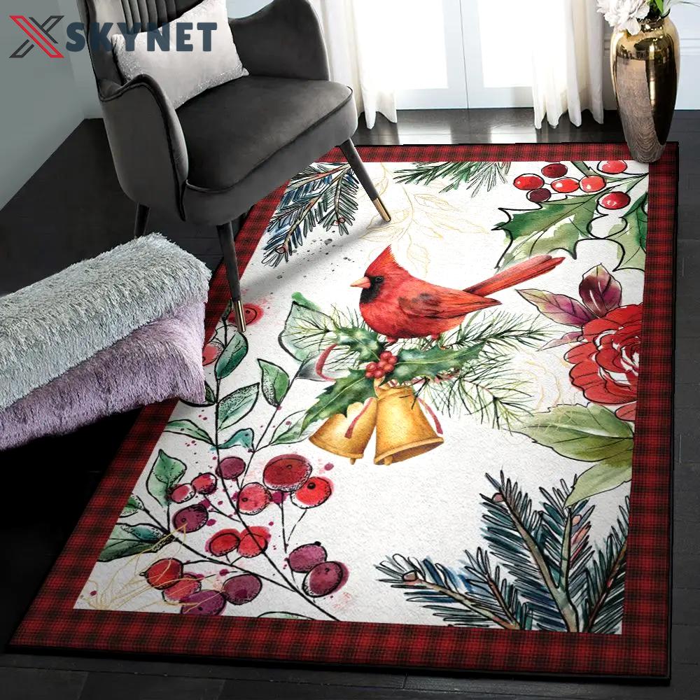 Xmas decoration washable area rugs, christmas cardinal rug Rectangle Rug