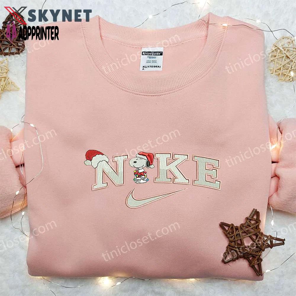 Xmas snoopy x nike embroidered sweatshirt: best nike inspired christmas gift Embroidered Shirt