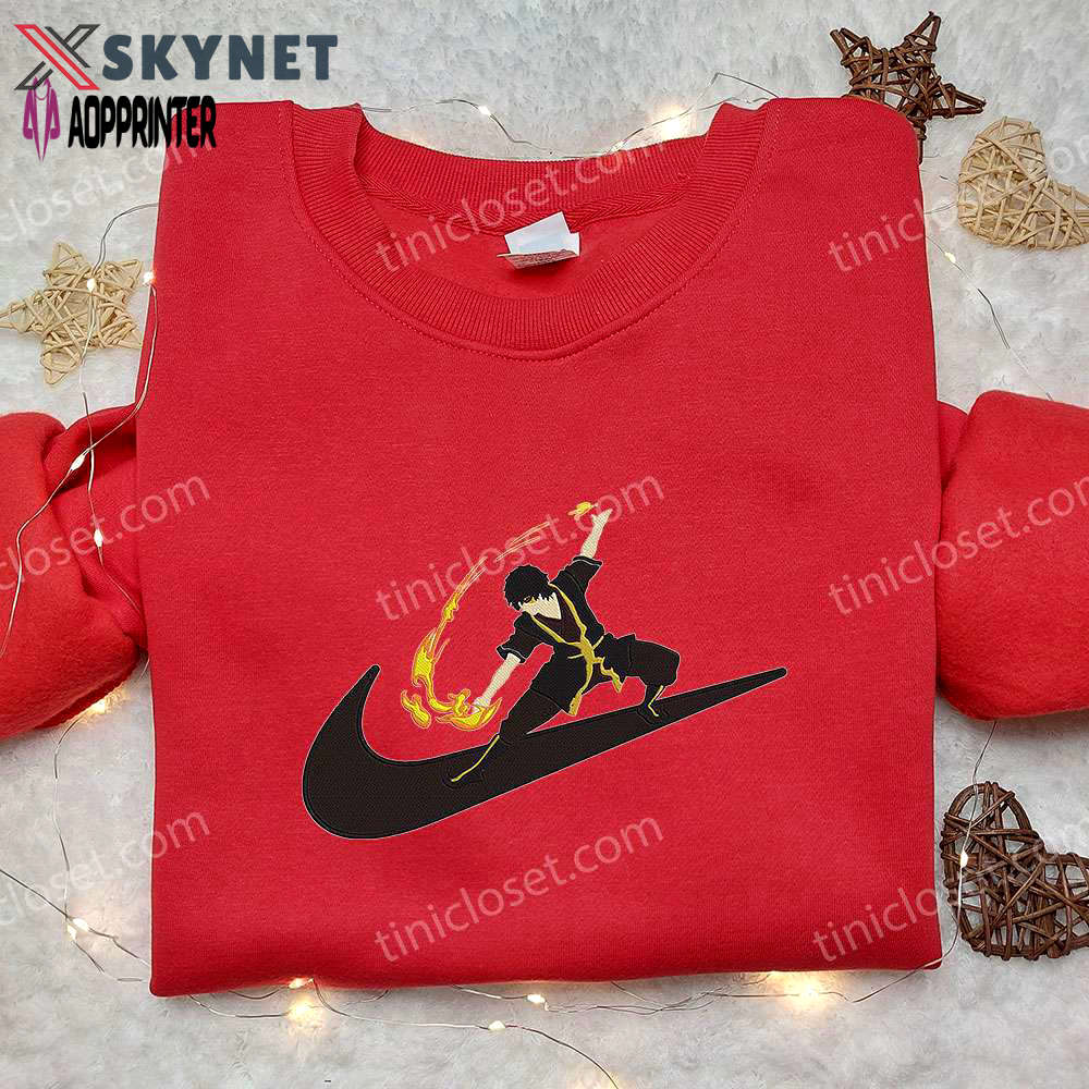 Zuko x nike swoosh anime hoodie & avatar nike inspired embroidered shirts Embroidered Shirt