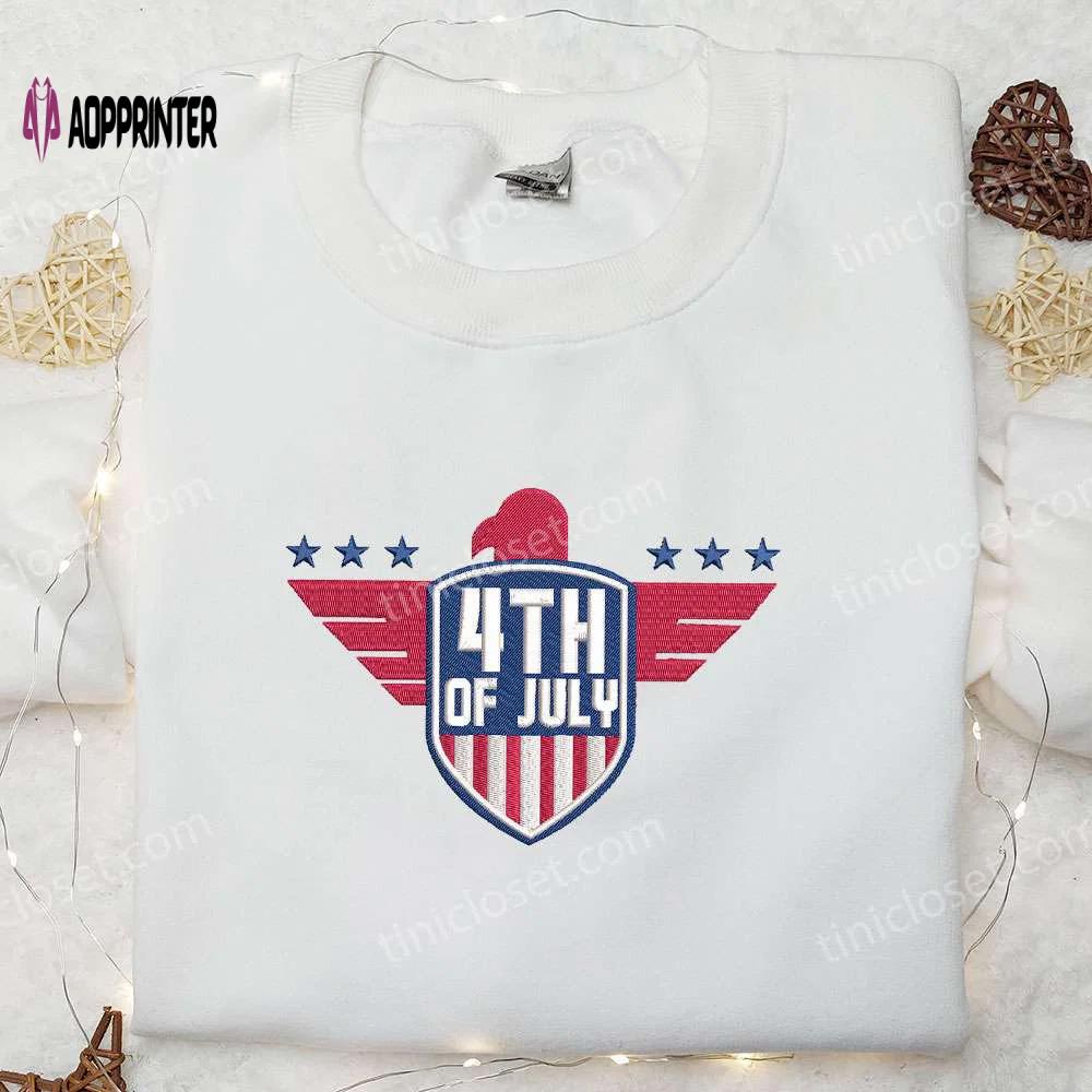 4th of july eagle flag embroidered shirt: celebrate national day with stylish patriotic gifts Embroidered Shirt
