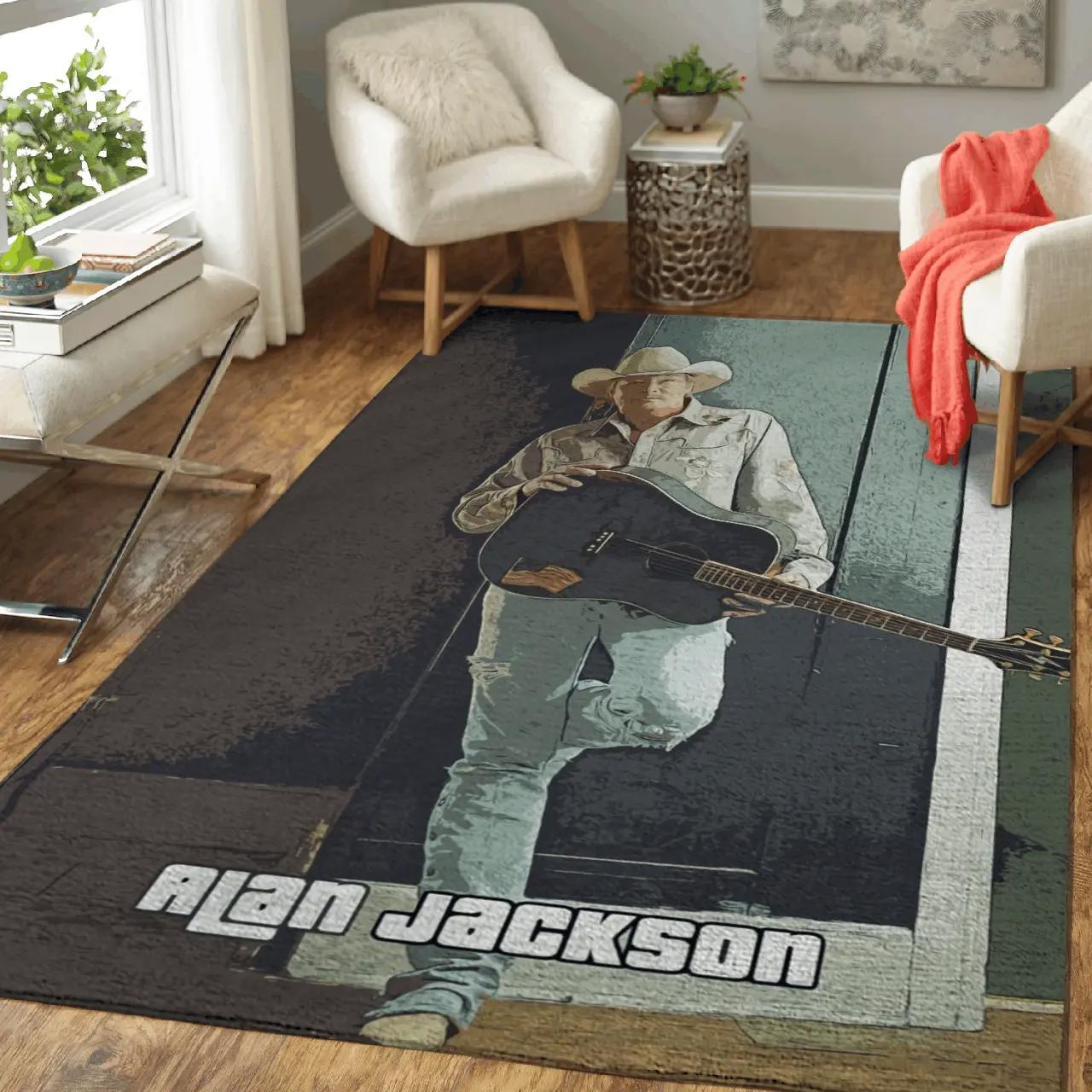 Alan jackson country music singer and songwriter art area rug area rug living room carpet rug regtangle carpet floor decor home decor Rectangle Rug
