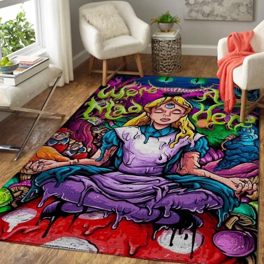 Alice in wonderland area rug living room rug home decor disney 31101910 Rectangle Rug