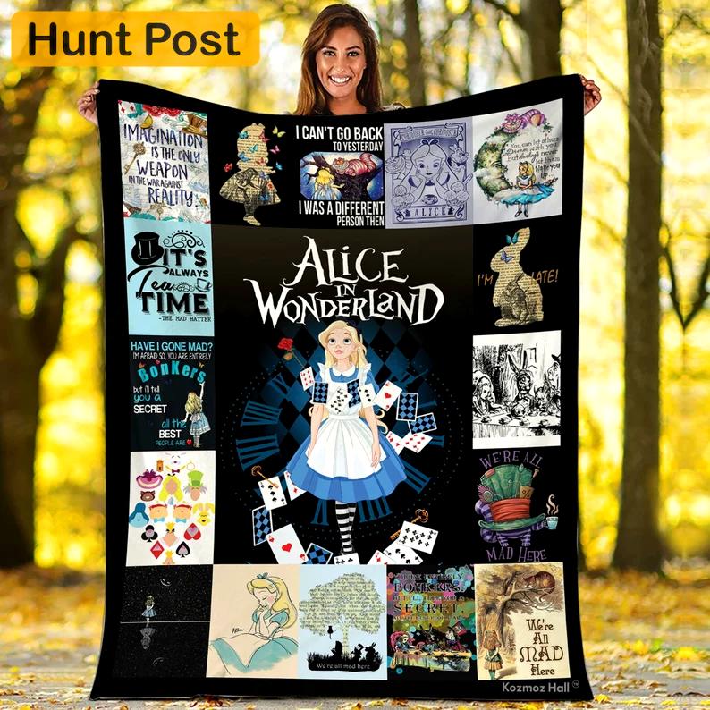 Alice in wonderland fleece blanket, alice blanket, alice wonderland fan gifts, christmas gifts, birthday gifts for kids Quilt Blanket