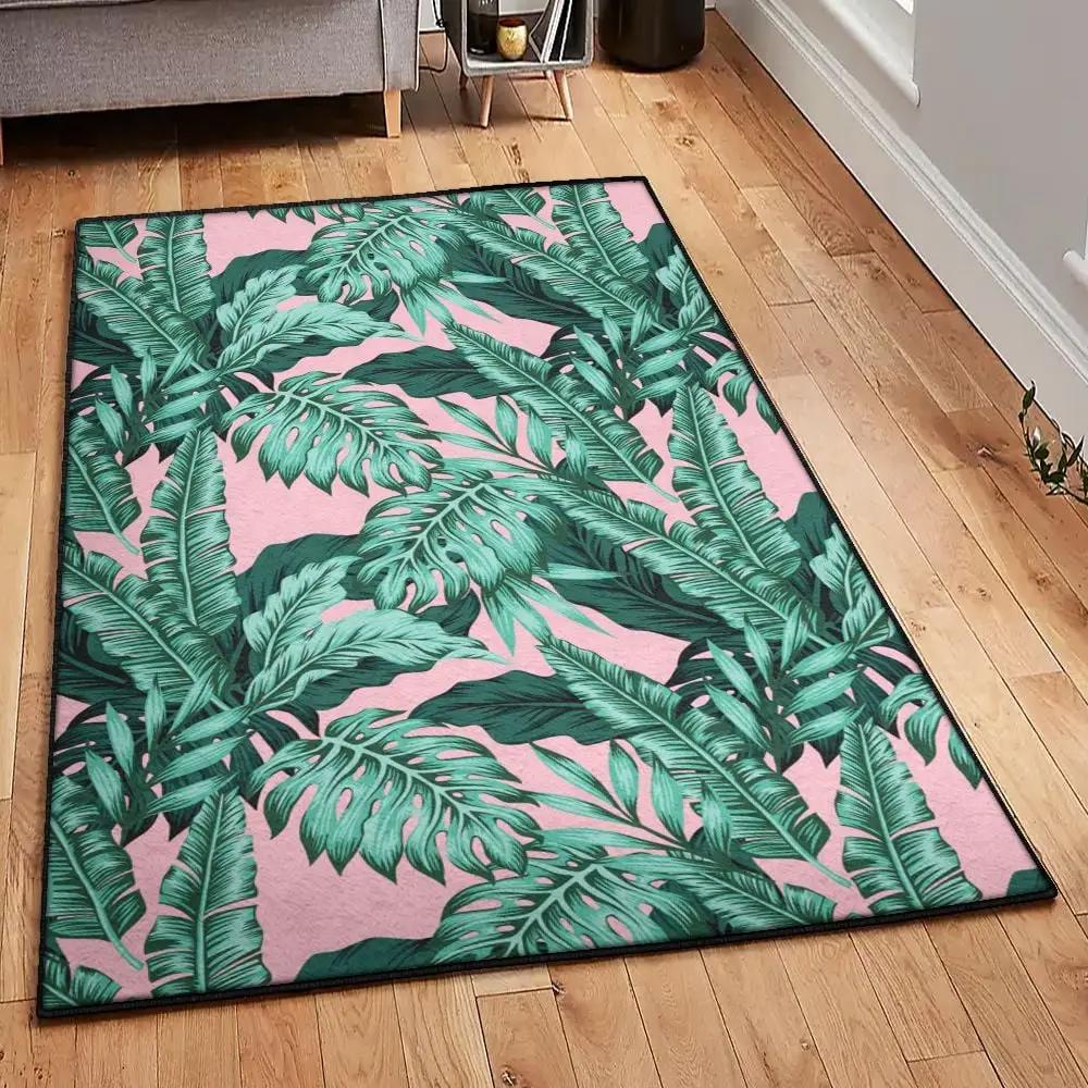 Aloha kitchen rugs, palm leaves floral tropical hawaiian rug Rectangle Rug