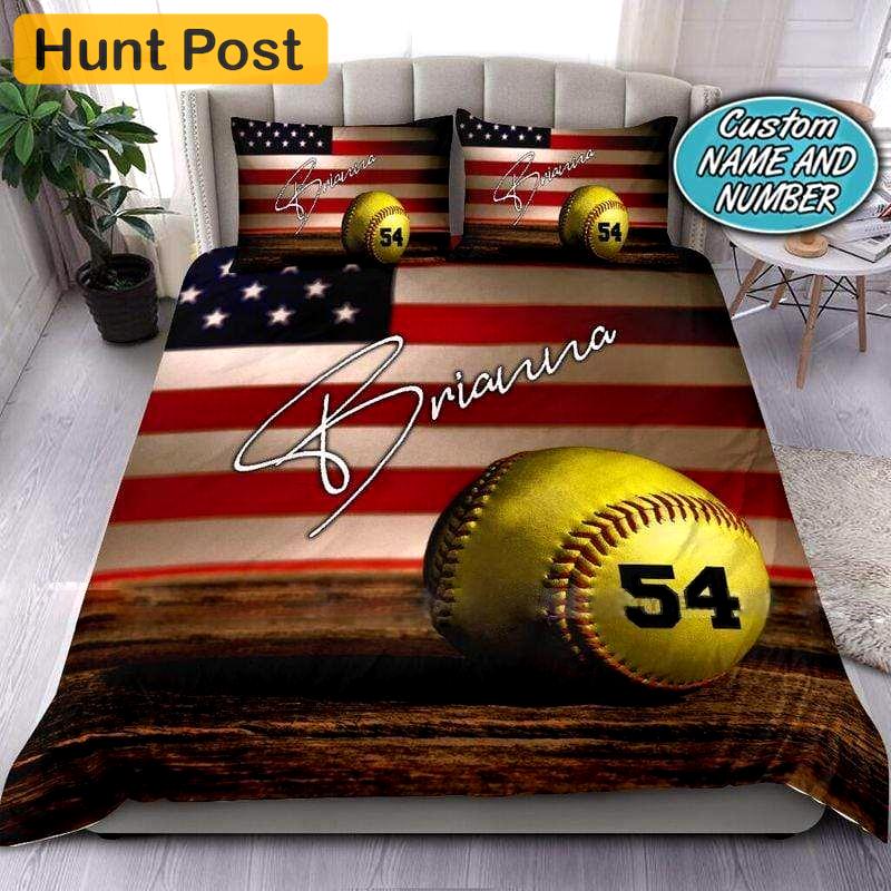American flag softball ball custom bedding set with your full bedding set Bedding Sets