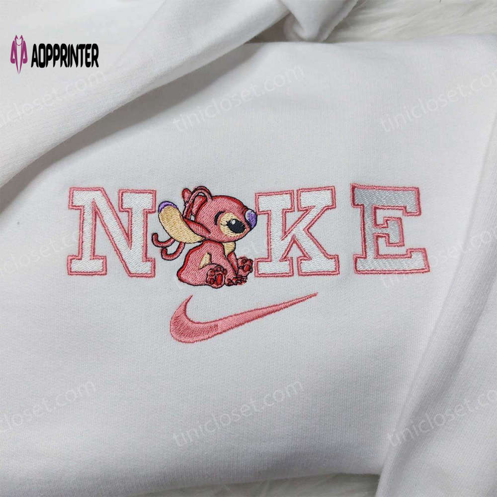 Angel stitch nike embroidered sweatshirt lilo & stitch hoodie – custom nike logo shirt Embroidered Shirt