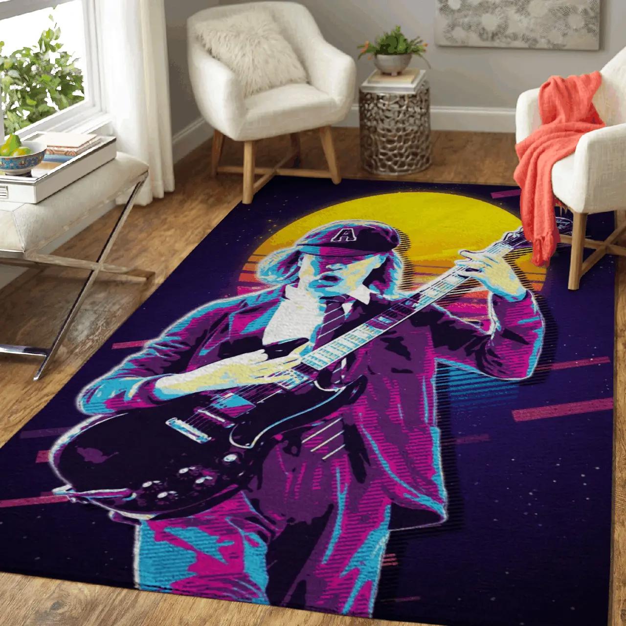 Angus young ac dc band art area rug area rug living room carpet rug regtangle carpet floor decor home decor Rectangle Rug