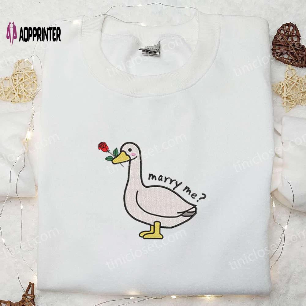 Animal embroidered shirt: marry me silly goose perfect for valentine s day Embroidered Shirt