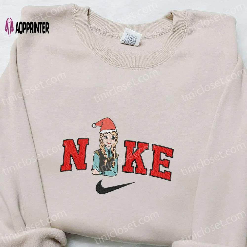 Anna frozen x nike embroidered sweatshirt disney characters christmas shirt best christmas gift ideas Embroidered Shirt