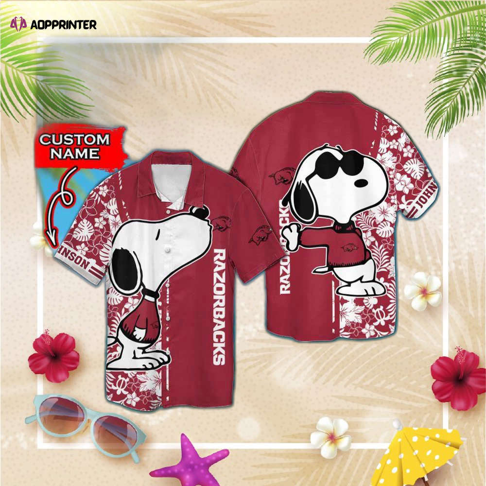 Arkansas razorbacks and snoopy custom name hawaii shirt summer button up shirt for men women Hawaii Shirt