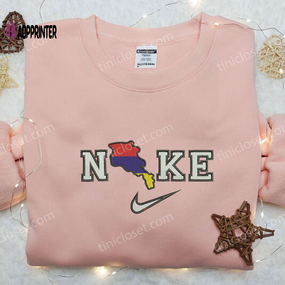 Armenian map embroidered shirt: nike x inspired design Embroidered Shirt