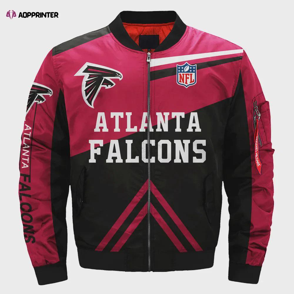 Atlanta falcons team logo pattern bomber jacket – black and red Bomber Jacket