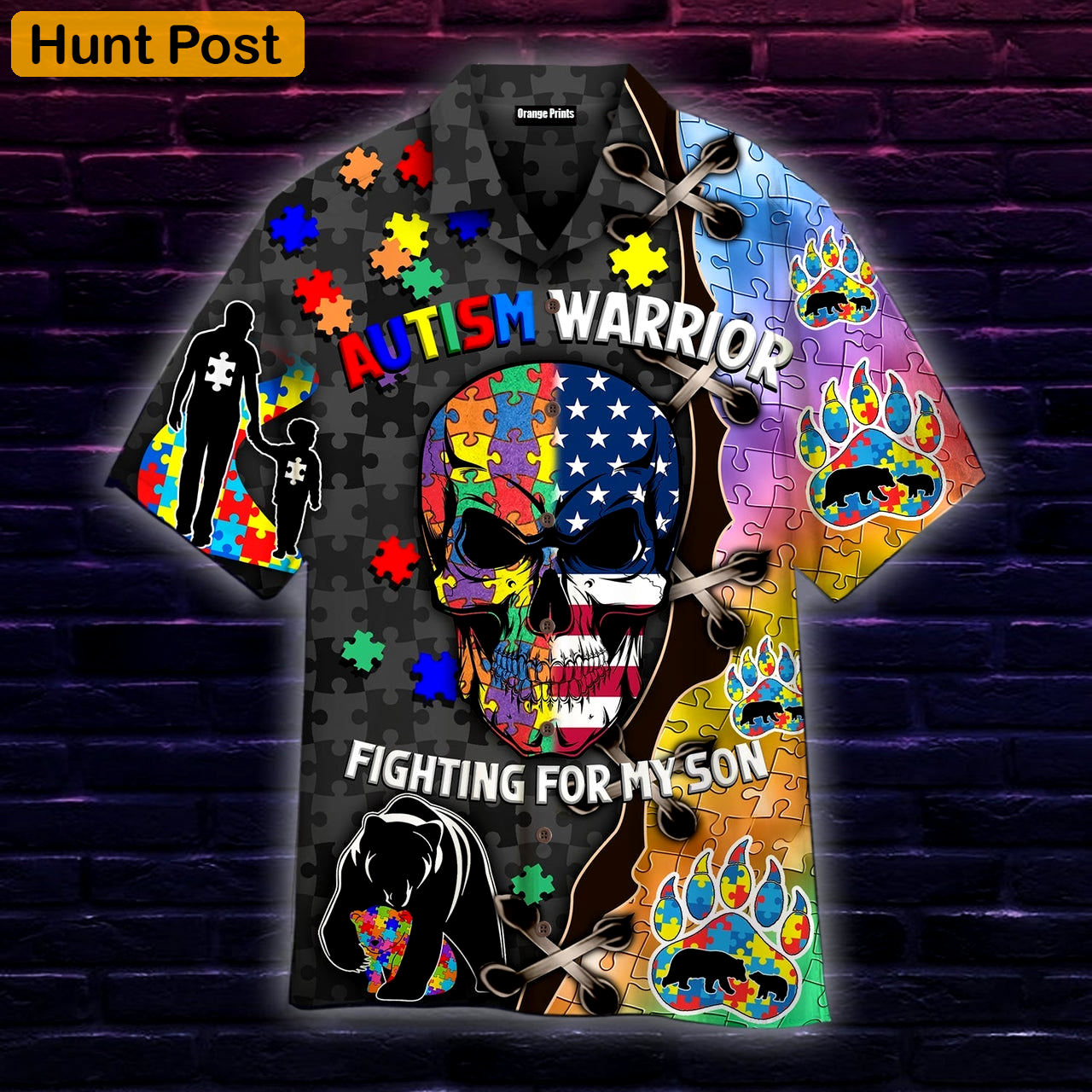 Autism warrior fighting for my son hawaiian shirt Hawaii Shirt Shorts & Flip Flops