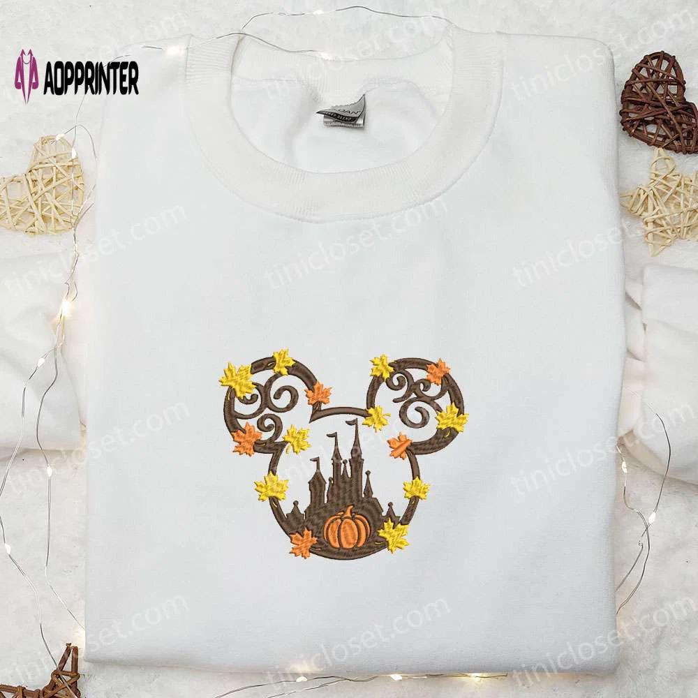 Autumn leaf fall mickey embroidered shirt halloween sweatshirt & disney hoodie Embroidered Shirt