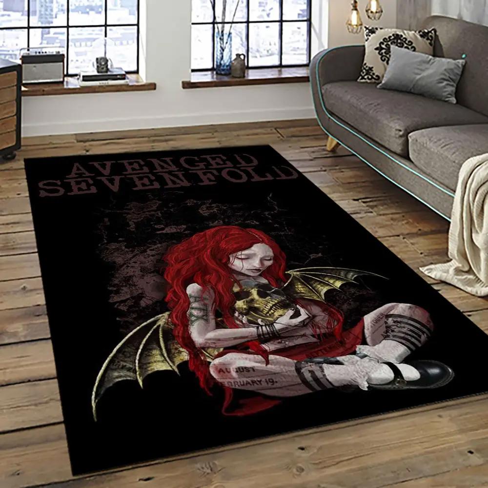 Avenged sevenfold heavy metal band music metalheads carpet area rug home decor best gift for friends as8 Rectangle Rug