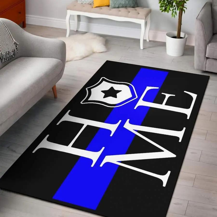 Awesome thin blue line ¹…œhome area rug living room rug home decor carpet ktsr Rectangle Rug