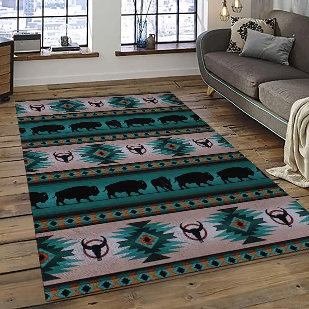Aztec southwestern geometric shape pattern carpet area rug best gift for home decor event gift asg112 Rectangle Rug