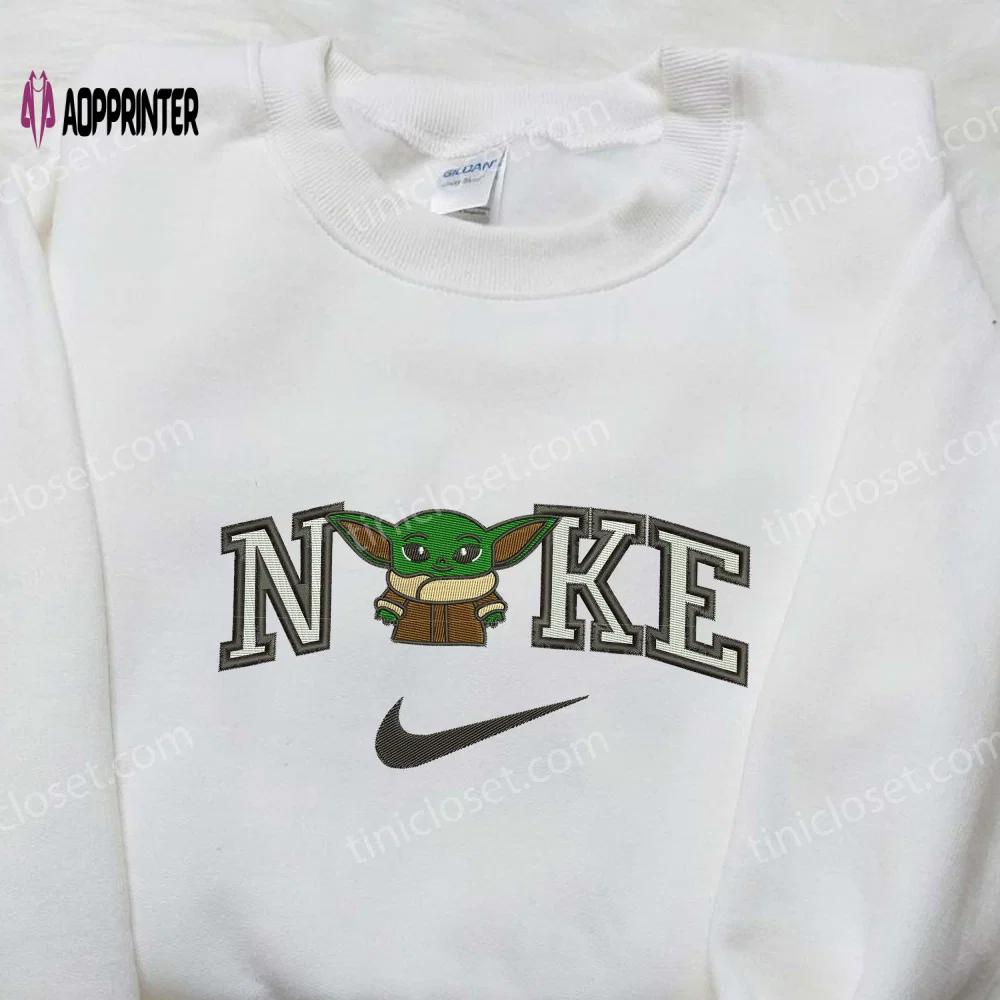Baby yoda winter x nike embroidered shirt – unique star wars inspired nike shirt Embroidered Shirt