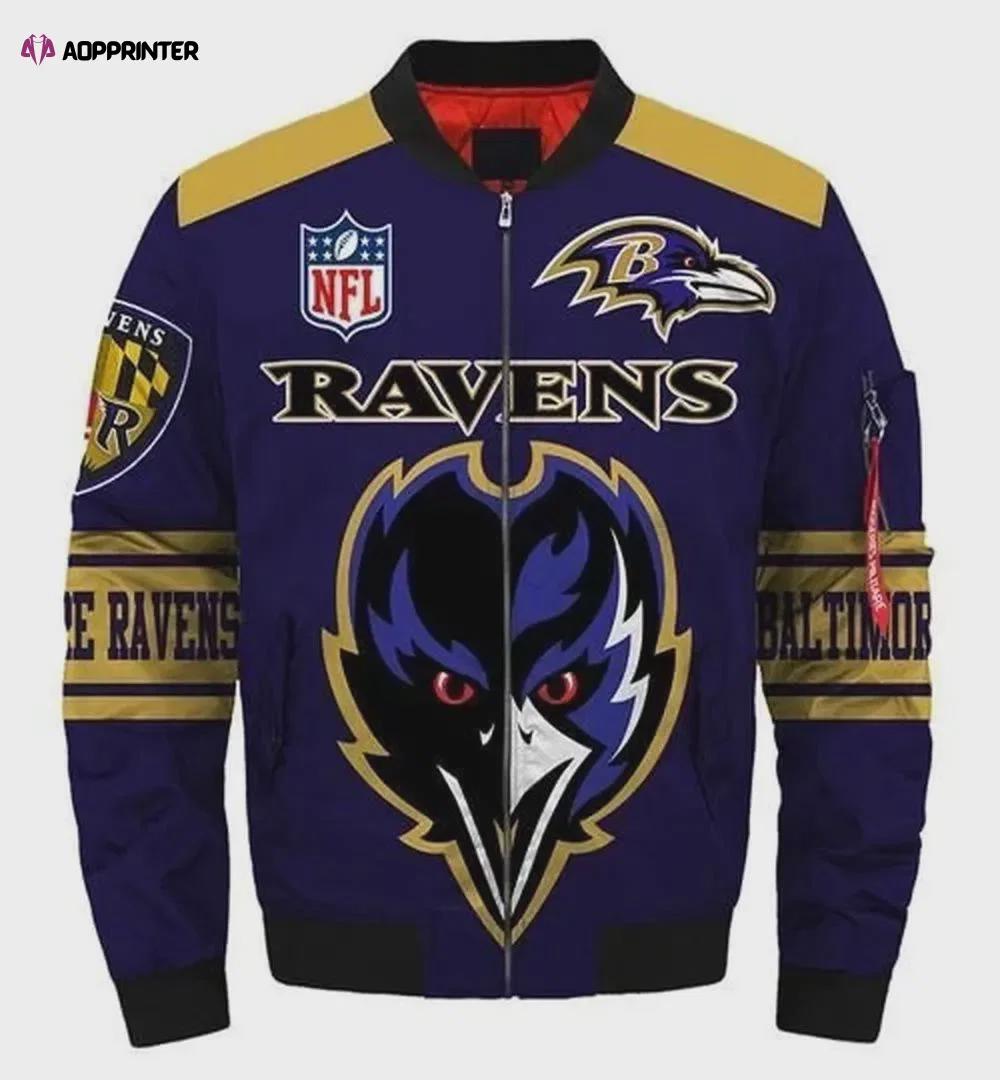 Baltimore ravens logo pattern bomber jacket – purple Bomber Jacket