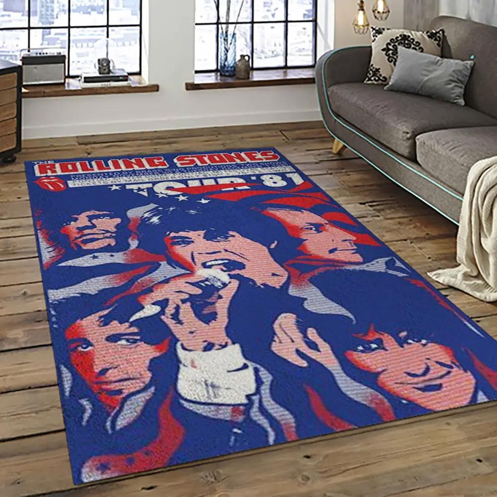 Band the rolling stones music carpet rectangle area rug for living room bedroom decor trs36 Rectangle Rug