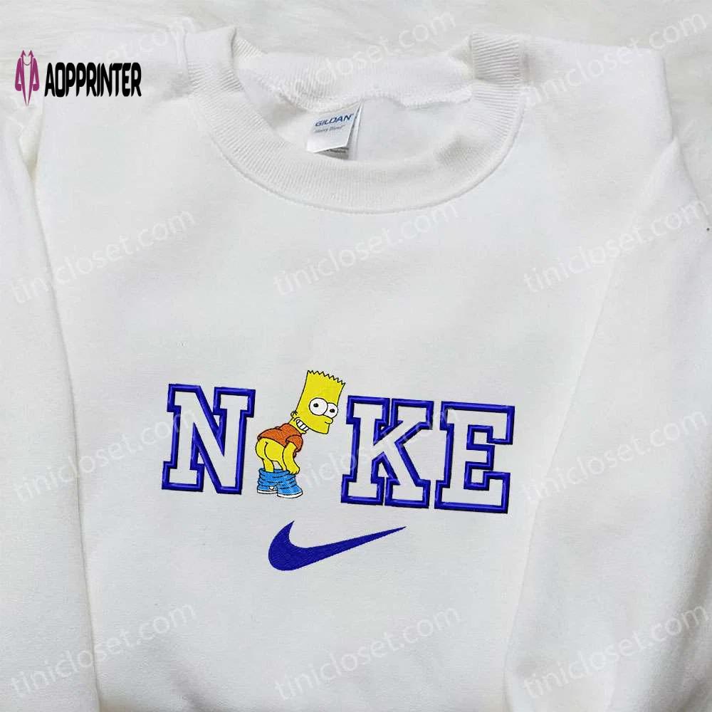 Bart simpson x nike cartoon embroidered shirt best nike inspired birthday gift Embroidered Shirt