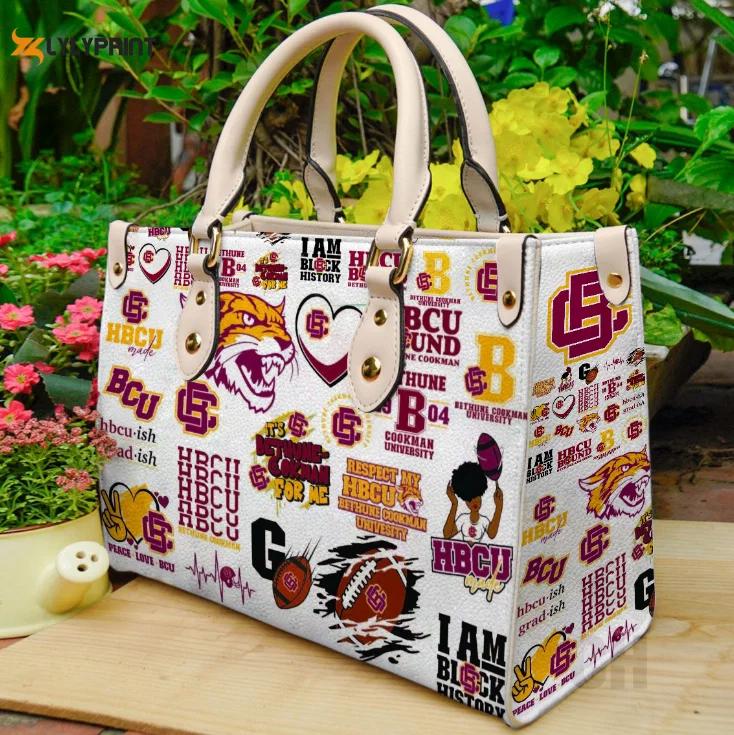 Bethune-cookman wildcats leather handbag gift for women 634 Women Leather Hand Bag