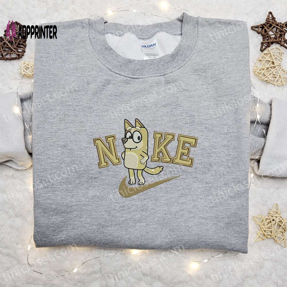 Bingo x nike cartoon embroidered sweatshirt – the bluey & nike inspired shirt Embroidered Shirt