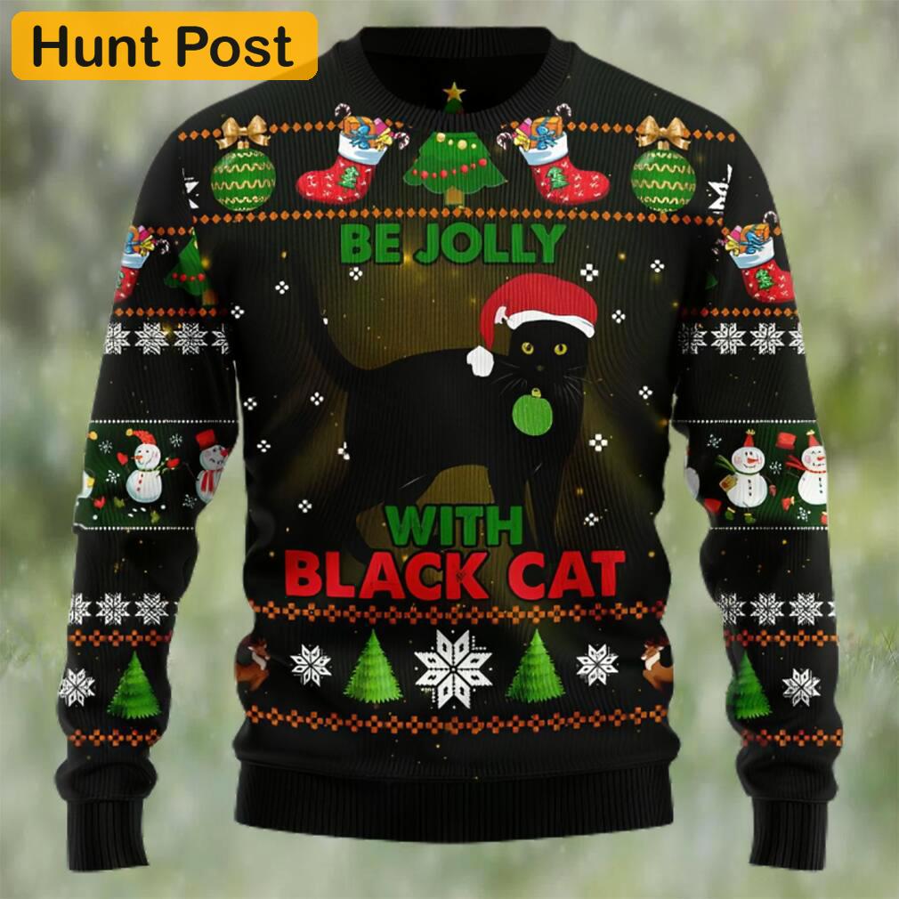 Black cat be jolly ugly christmas sweater Christmas Ugly Sweater