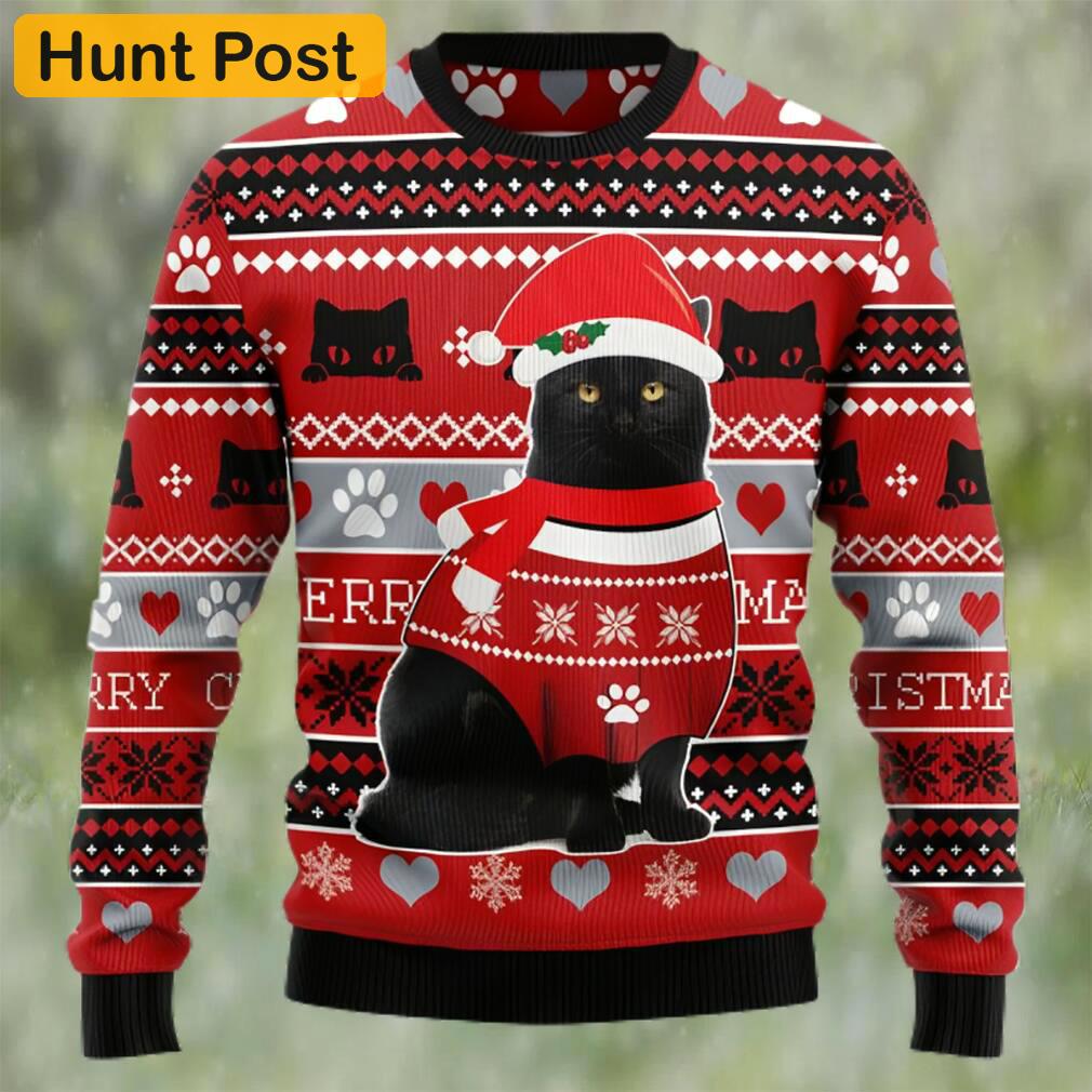 Black cat christmas pattern ugly christmas sweater Christmas Ugly Sweater