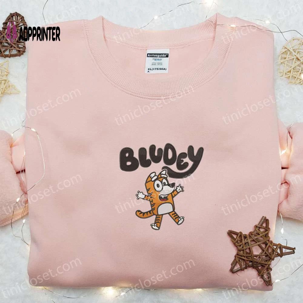 Bluey cartoon embroidered shirt & hoodie: perfect gift idea with bludey tiger best quality Embroidered Shirt